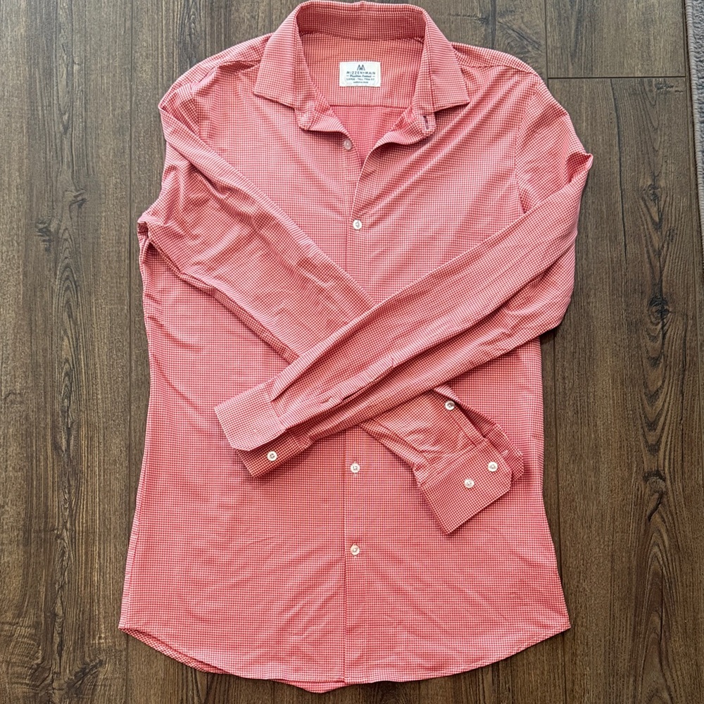 Mizzen+Main Red Checkered Dress Shirt